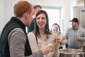 couples tasting their wedding wine