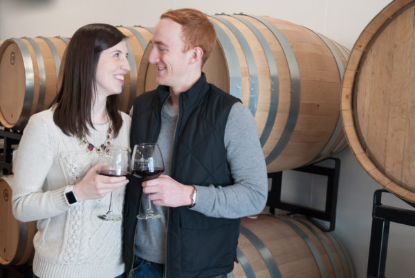 couple sipping wedding wine