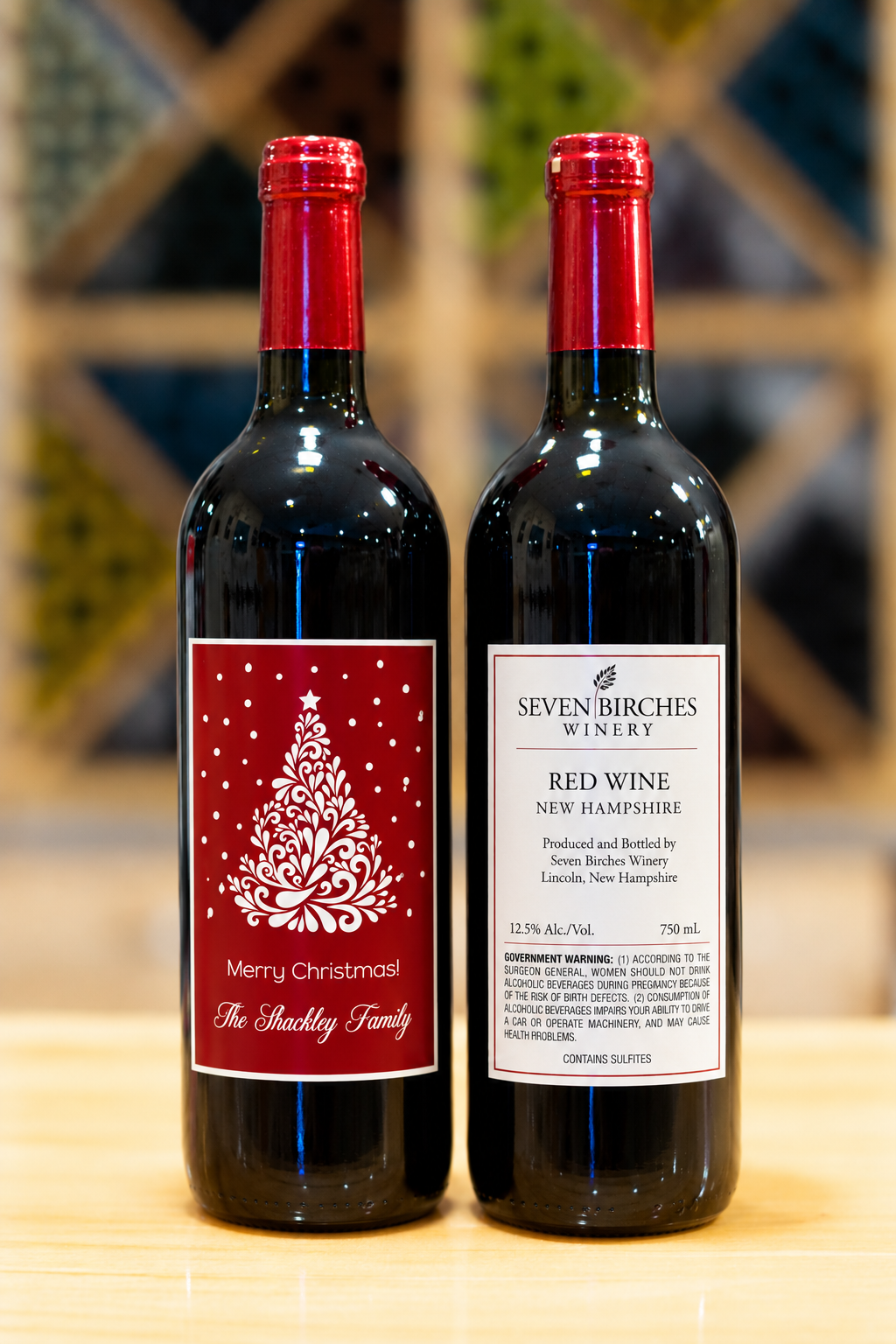 Seven Birches Winery Personalized Wine Bottle