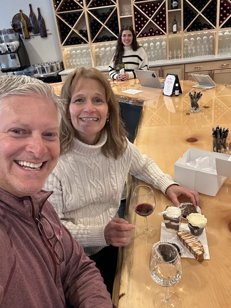 Mark & Stephanie enjoying the Delectable Desserts Uncorked Wine Pairing