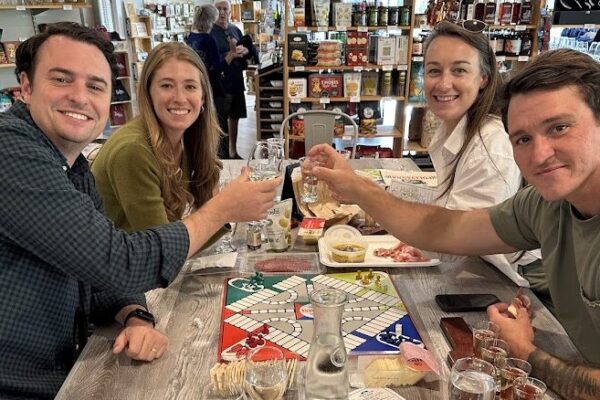 Playing board games at Seven Birches Winery