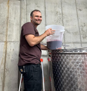 Seven Birches Winery, Winemaker Nathan Maser, Inoculating a New Wine Lot